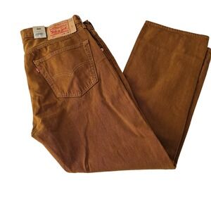 Levi Strauss 501 Original Jeans Rust Brown Stretch Button Fly Mens Jeans 36x29